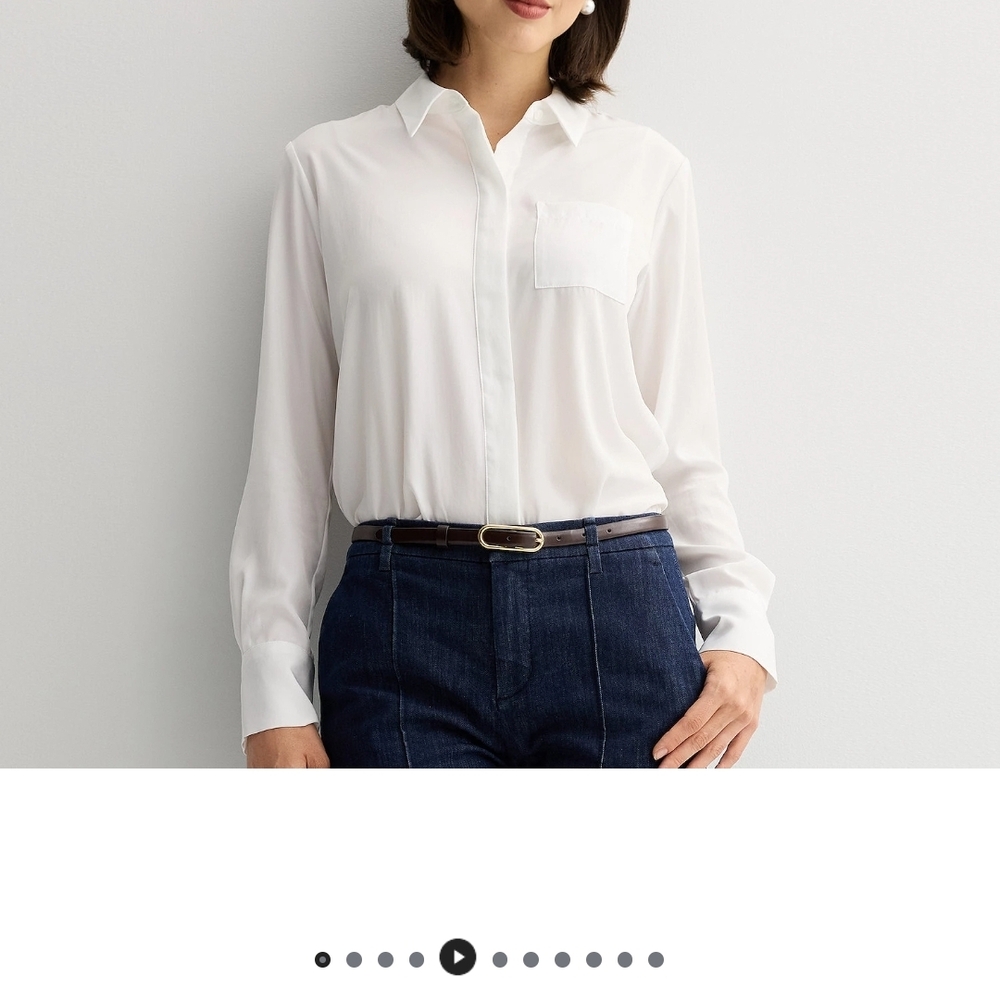 Nine West Classic White Button Down Shirt Petite Medium
